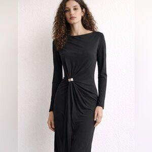 Louis Vuitton Luxe Fluid Jersey Black Long-sleeve Monogram Dress Size 38